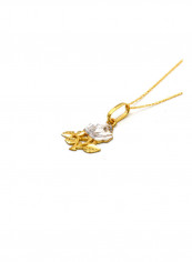 18K Rose Leaf Shape Pendant Necklace Gold
