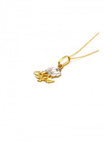 18K Rose Leaf Shape Pendant Necklace Gold
