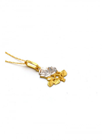 18K Rose Leaf Shape Pendant Necklace Gold
