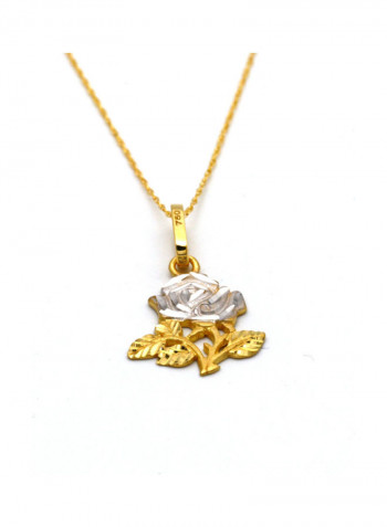 18K Rose Leaf Shape Pendant Necklace Gold
