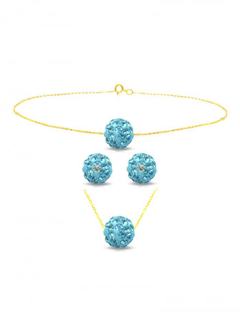 10 Karat Solid Yellow Gold Simple 10 mm Crystal Ball Jewellery Set