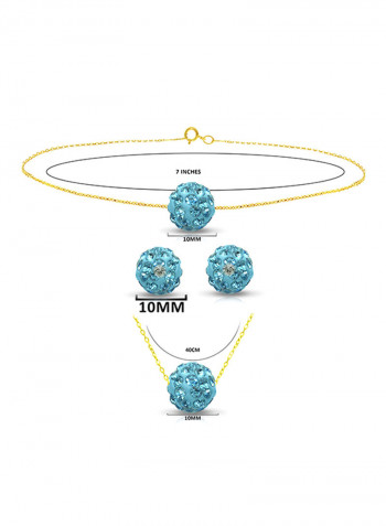 10 Karat Solid Yellow Gold Simple 10 mm Crystal Ball Jewellery Set