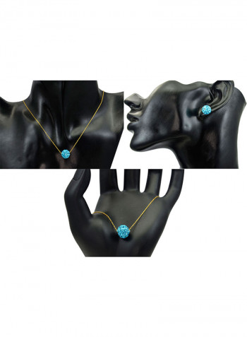 10 Karat Solid Yellow Gold Simple 10 mm Crystal Ball Jewellery Set