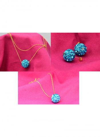 10 Karat Solid Yellow Gold Simple 10 mm Crystal Ball Jewellery Set