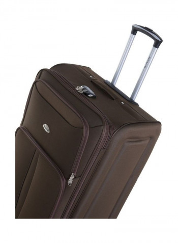 4 Piece Softside Luggage Trolley Set Brown