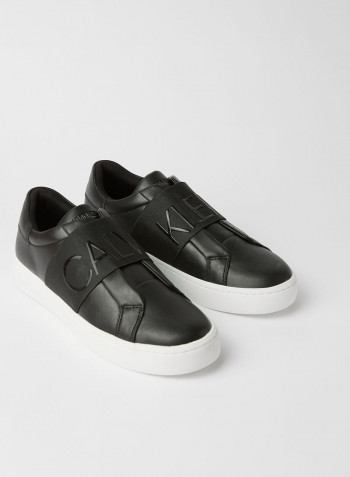Faux Leather Slip-Ons Black
