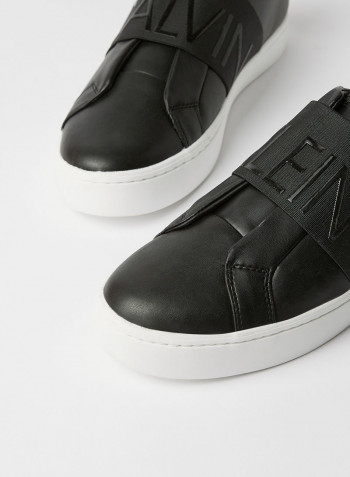Faux Leather Slip-Ons Black