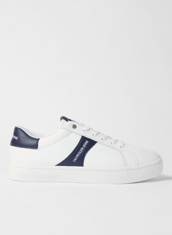 Faux Leather Sneakers Bright White/Navy