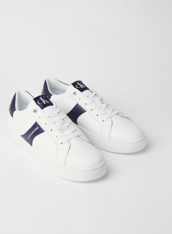 Faux Leather Sneakers Bright White/Navy
