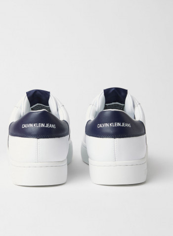 Faux Leather Sneakers Bright White/Navy