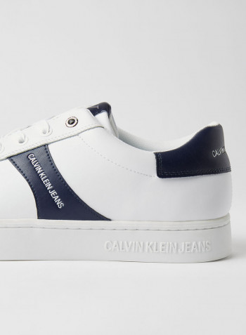 Faux Leather Sneakers Bright White/Navy