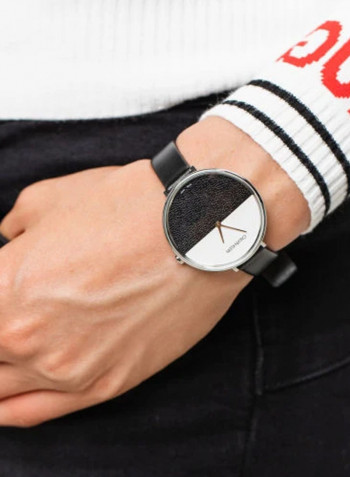 Women's Rise Black Leather Strap Watch