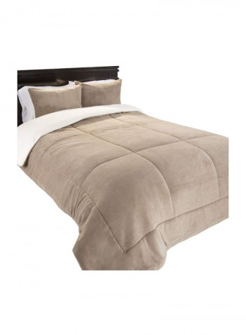 3-Piece Comforter Set Polyester Taupe King