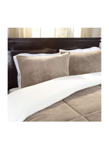 3-Piece Comforter Set Polyester Taupe King
