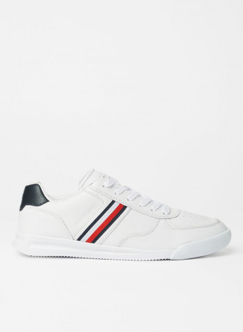 Logo Leather Sneakers White