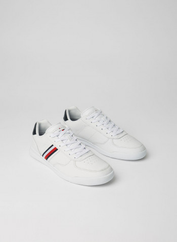 Logo Leather Sneakers White