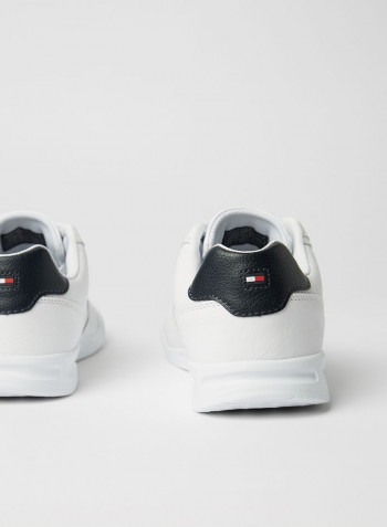 Logo Leather Sneakers White