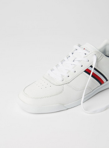 Logo Leather Sneakers White