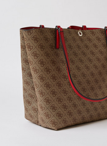 Alby Printed Toggle Tote Brown