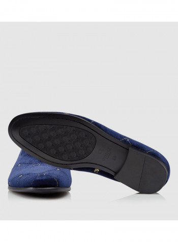 Embroidered Velvet Loafer Blue
