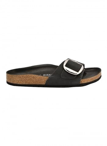 Madrid Big Buckle Flat Sandals Black