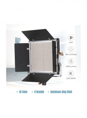 LED Photography Light With Barn Door Black/White