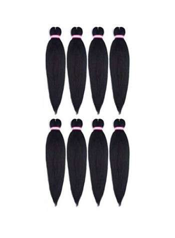 8-Piece Prestrechted Long Braided Hair Extension Black 20inch