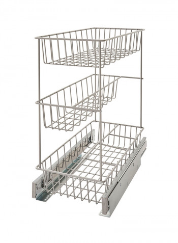 3-Tier Cabinet Pull Out Basket Silver 18x8.8x18.4inch