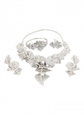 5 Piece Cubic Zirconia Flower Necklace Set