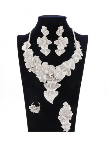 5 Piece Cubic Zirconia Flower Necklace Set
