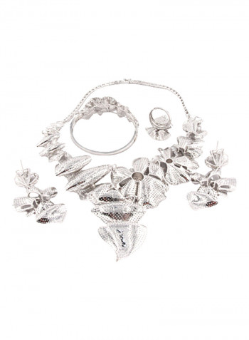 5 Piece Cubic Zirconia Flower Necklace Set