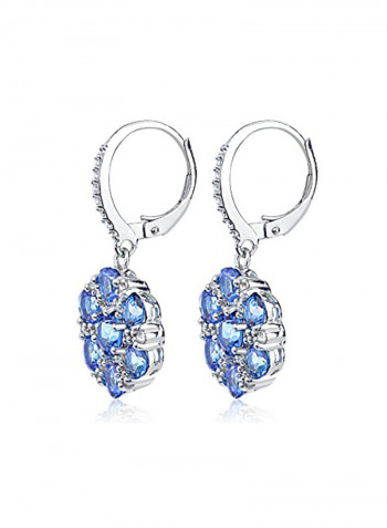 Tanzanite And Topaz Flower Sterling Silver Earrings