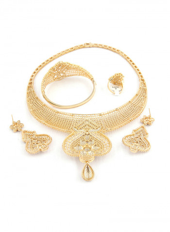 4-Piece Cubic Zirconia Studded Jewellery Set