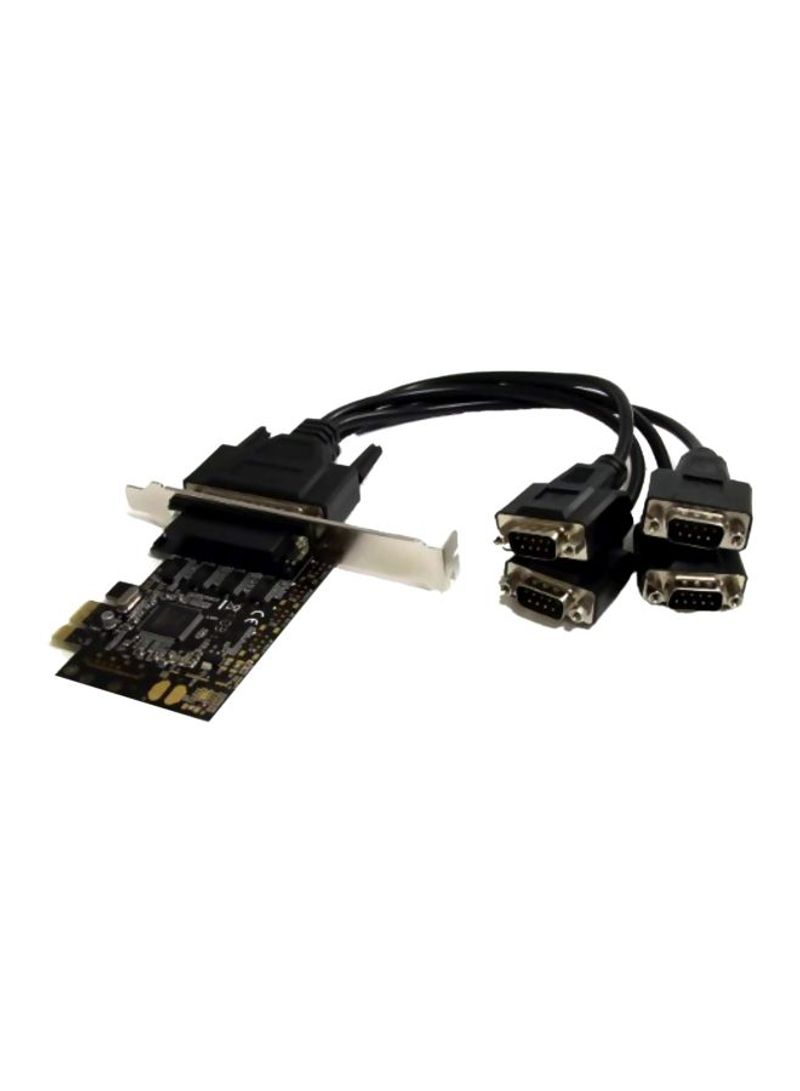 4 Port PCI Express Serial Adapter Card With Breakout Cable Extension Black