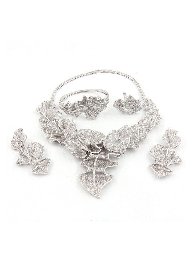 4-Piece Cubic Zirconia Studded Jewellery Set