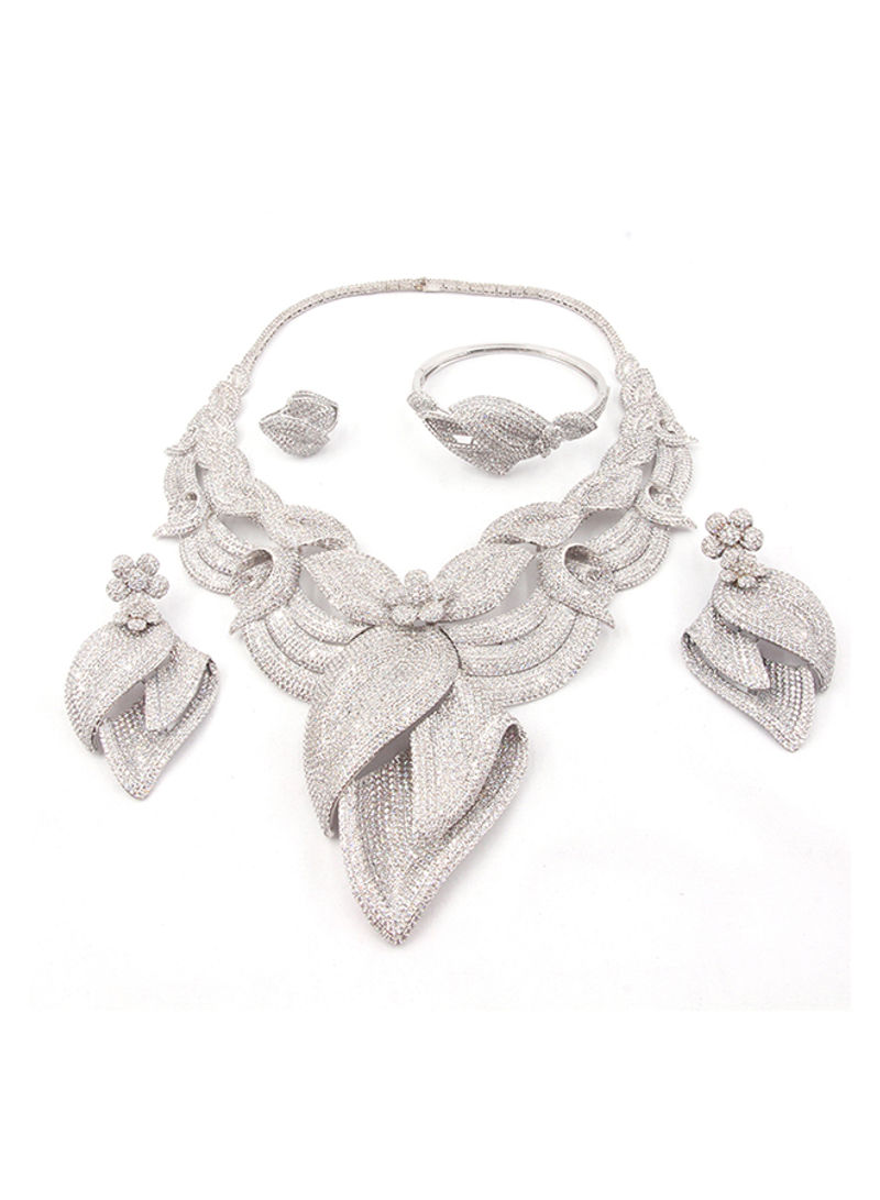 4-Piece Cubic Zirconia Studded Jewellery Set