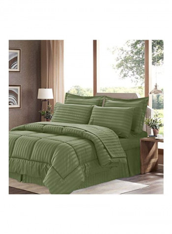 8-Piece Bedding Comforter Set Sage Queen