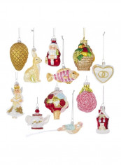 Set Of 12 Noble Gems Wedding Ornaments Red/Gold/White