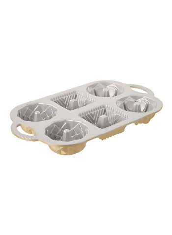 Geo Bundtlette Pan Silver/Brown 14.3x8.4x1.6inch