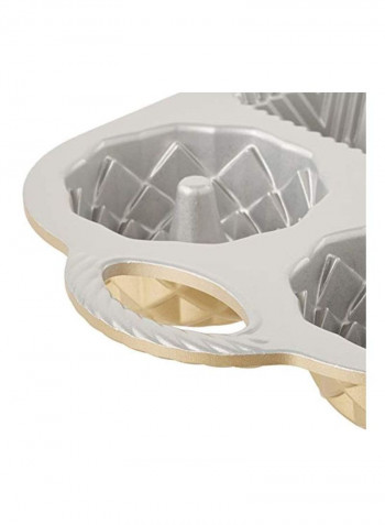 Geo Bundtlette Pan Silver/Brown 14.3x8.4x1.6inch