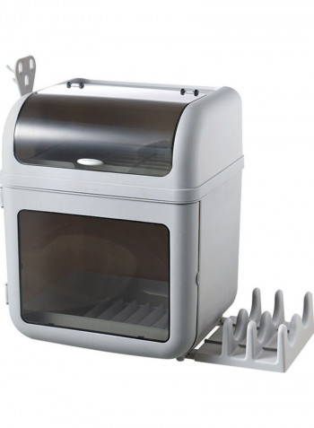 Dustproof Plate And Dish Storage Organizer Grey 44x30x33.5cm