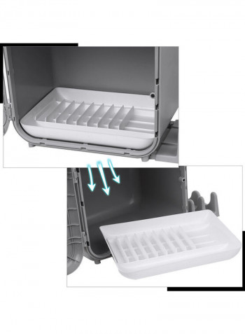 Dustproof Plate And Dish Storage Organizer Grey 44x30x33.5cm