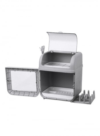 Dustproof Plate And Dish Storage Organizer Grey 44x30x33.5cm