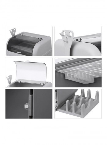 Dustproof Plate And Dish Storage Organizer Grey 44x30x33.5cm