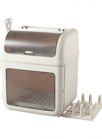 Dustproof Plate And Dish Storage Organizer Khaki 44x30x33.5cm