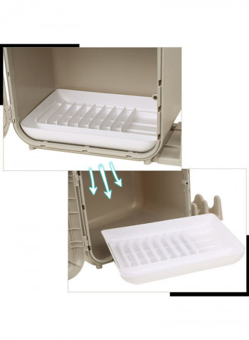 Dustproof Plate And Dish Storage Organizer Khaki 44x30x33.5cm