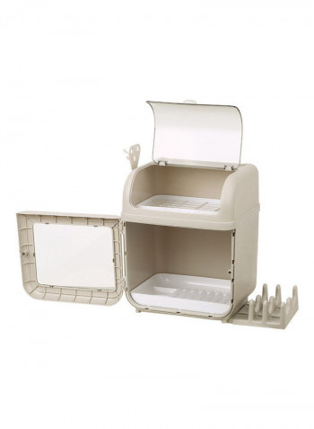 Dustproof Plate And Dish Storage Organizer Khaki 44x30x33.5cm