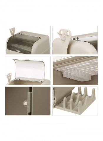 Dustproof Plate And Dish Storage Organizer Khaki 44x30x33.5cm