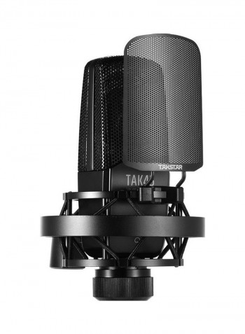 Recording Microphone Condenser Mic Uni-directional 34mm Large Diaphragm with Metal Windscreen Shock Mount Aluminum Alloy Carry Case
