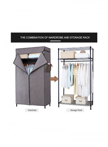 3 Tier Carbon Steel Clothing Rack Grey 92 x 11.5 x 47centimeter